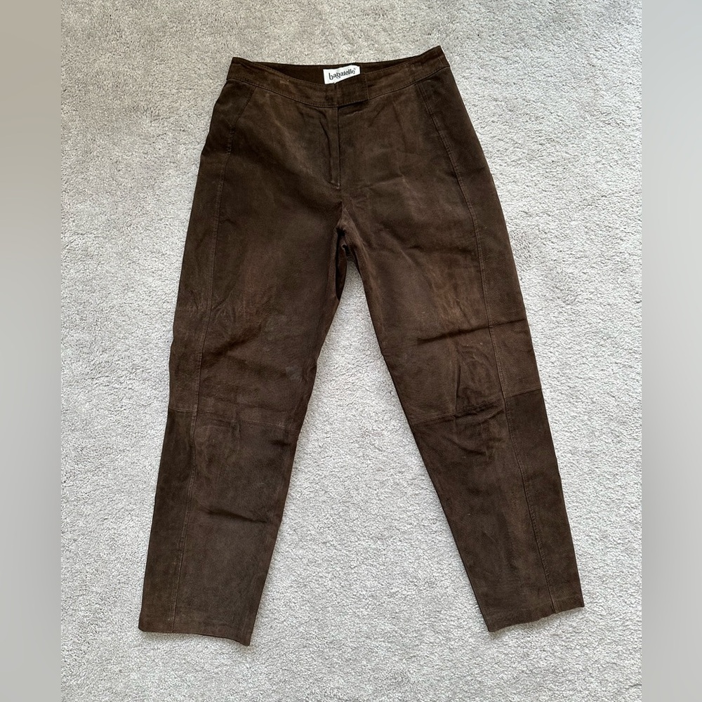 Vintage 90s / Bagatelle Chocolate Brown Suede Pants / Size 6P